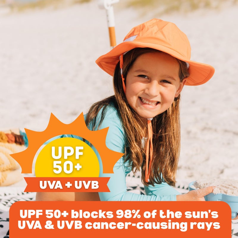 SwimZip Wide Brim Sun Hat | UPF 50+ Protection for Baby, Toddler, and Kids Orange - Image 3